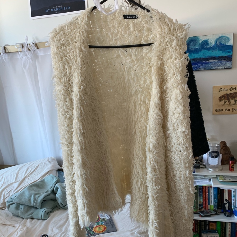 White fluffy sweater